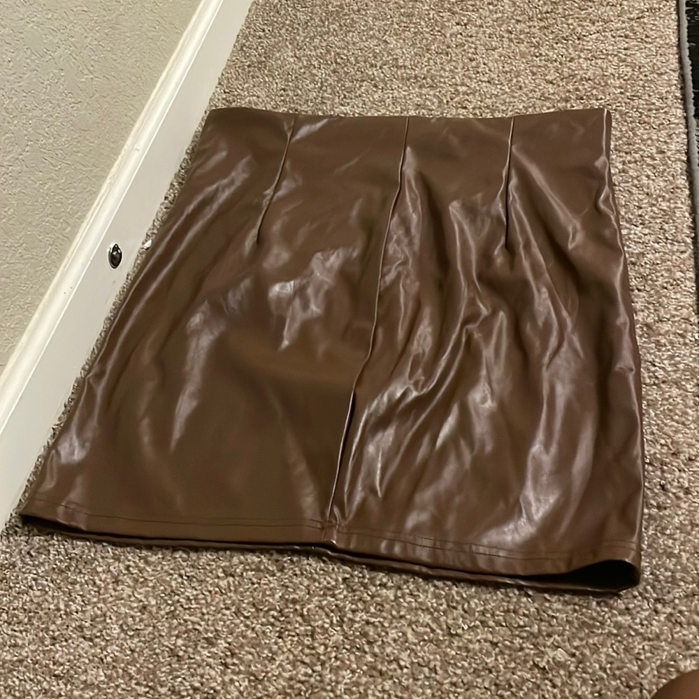 SHEIN plus size high waist leather bodycon skirt